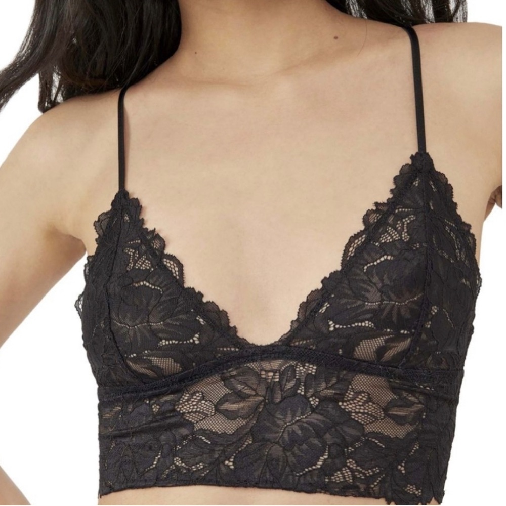 NWT Intimately Free People L Black Everyday Lace Long Line Bralette